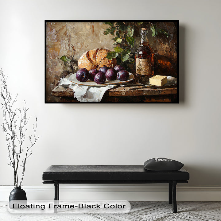 Farmhouse Kitchen Plum & Bread – Still Life Oil Painting