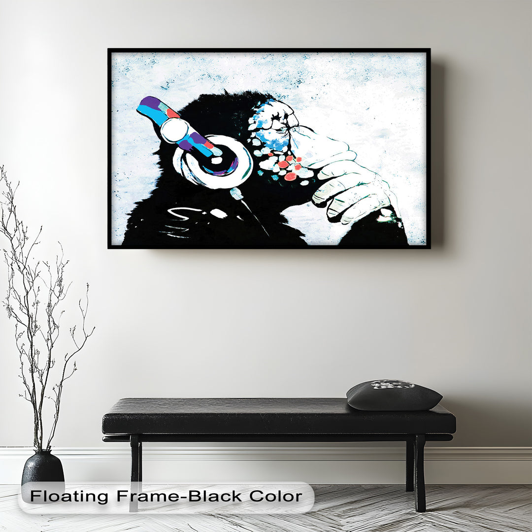 Contemplative Chimp with Headphone – Banksy Oil Painting