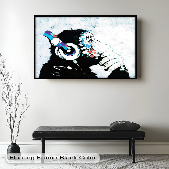 Contemplative Chimp with Headphone – Banksy Oil Painting