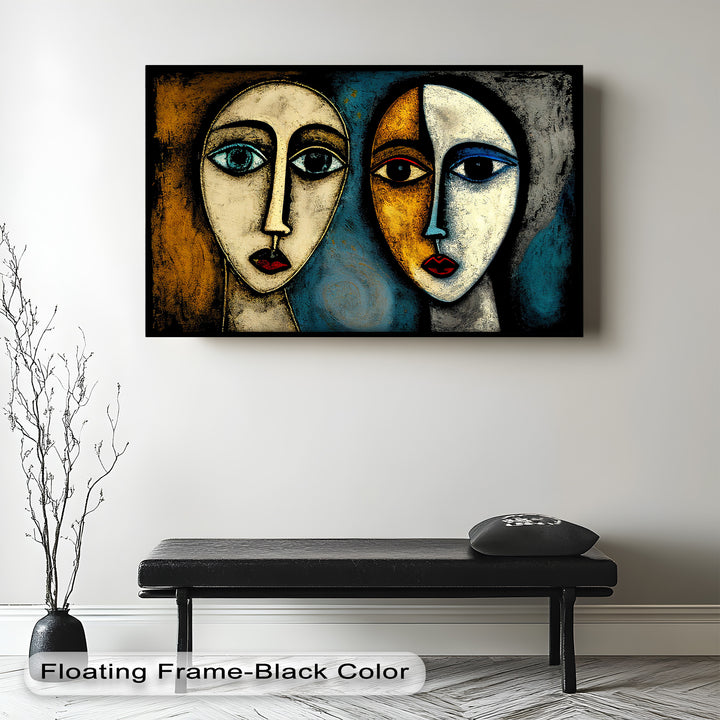 Duality of Gaze – Abstract Expressionist Portrait Picasso Oil Painting