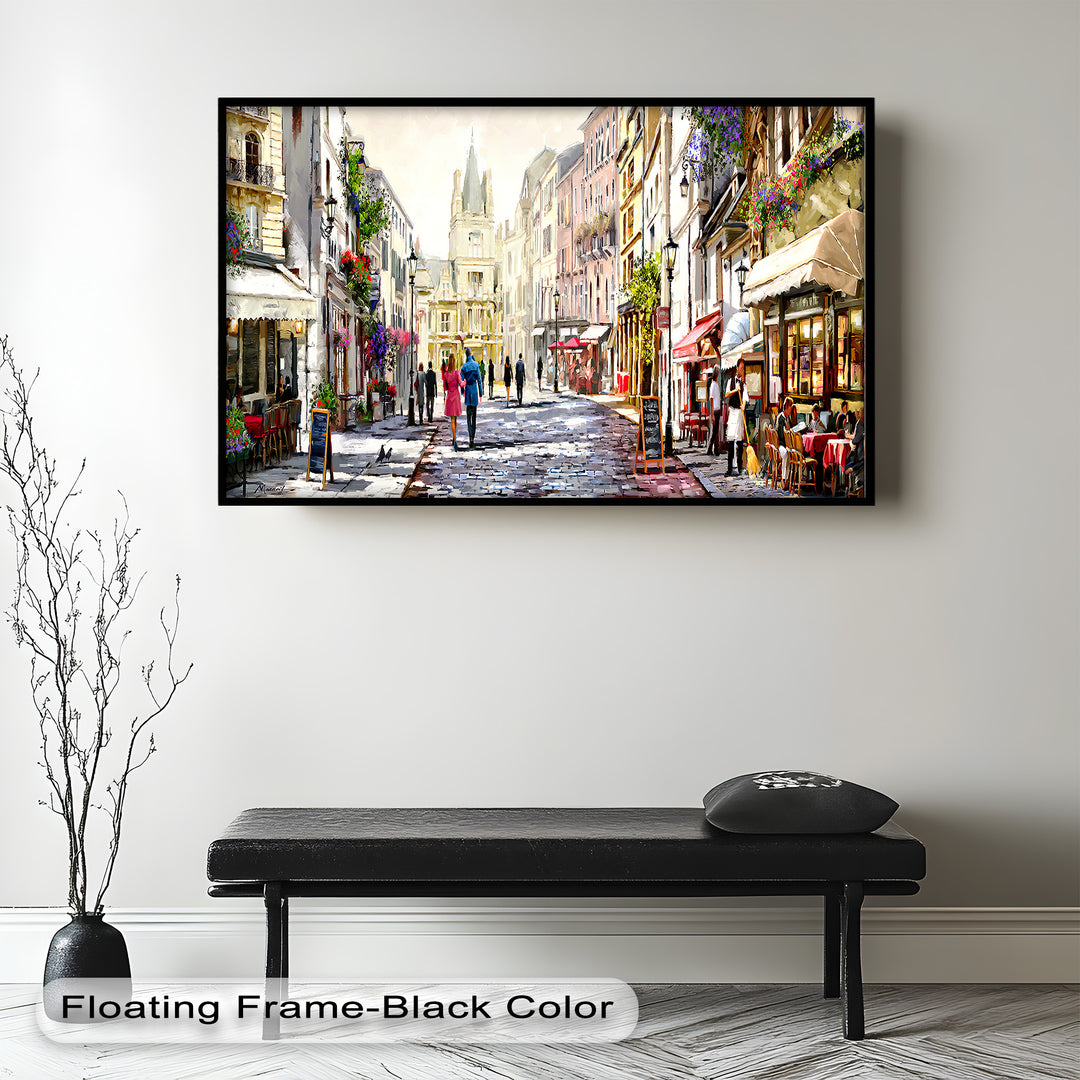 Sunlit Street von The Macneil Studio – Elegantes europäisches Ölgemälde