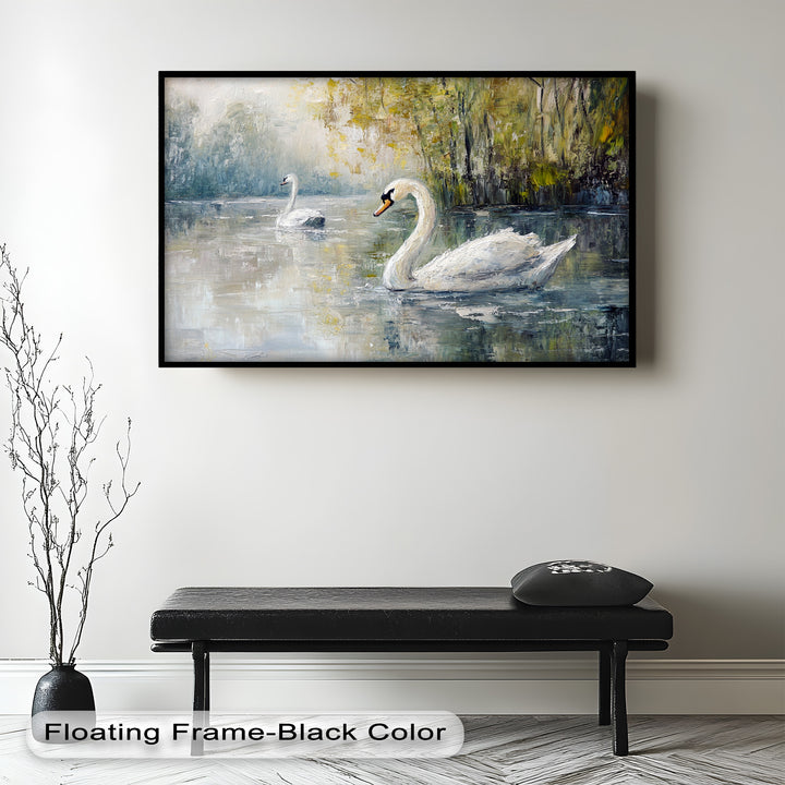 Swans on the Lake – Animal Oil Painting