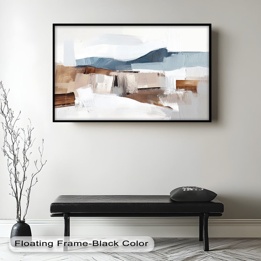 Muted Horizon Layers – Mountain Landscape Abstract Oil Painting