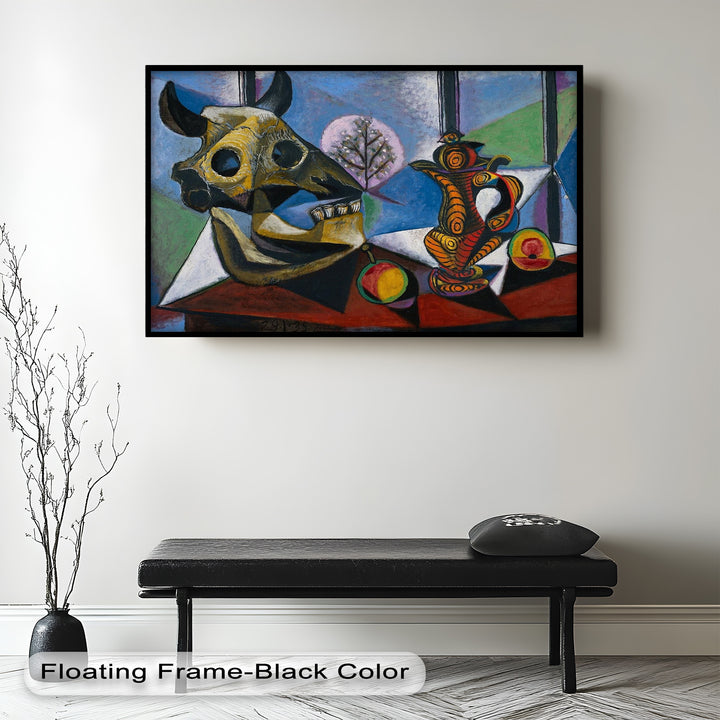 Stillleben mit Totenkopf und Krug – Symbolisches kubistisches Picasso-Ölgemälde