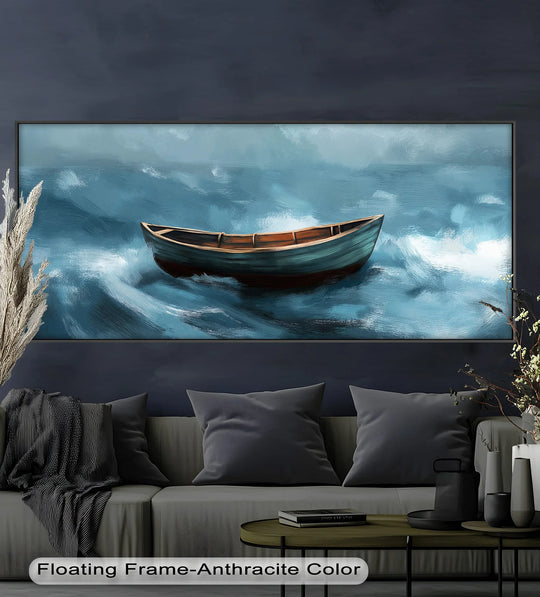 Rowboat on Gentle Sea – Boat Oil Painting - MyPhotoStation