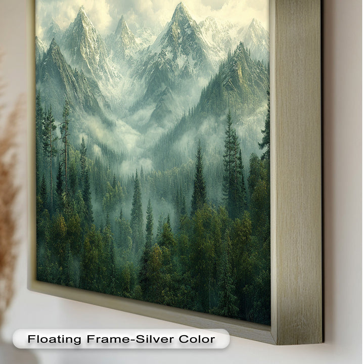 Misty Mountain Forest - Framed Oil Paintings