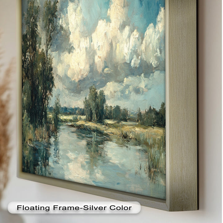 Golden Field & Mountain Horizon – Landscape Oil Painting