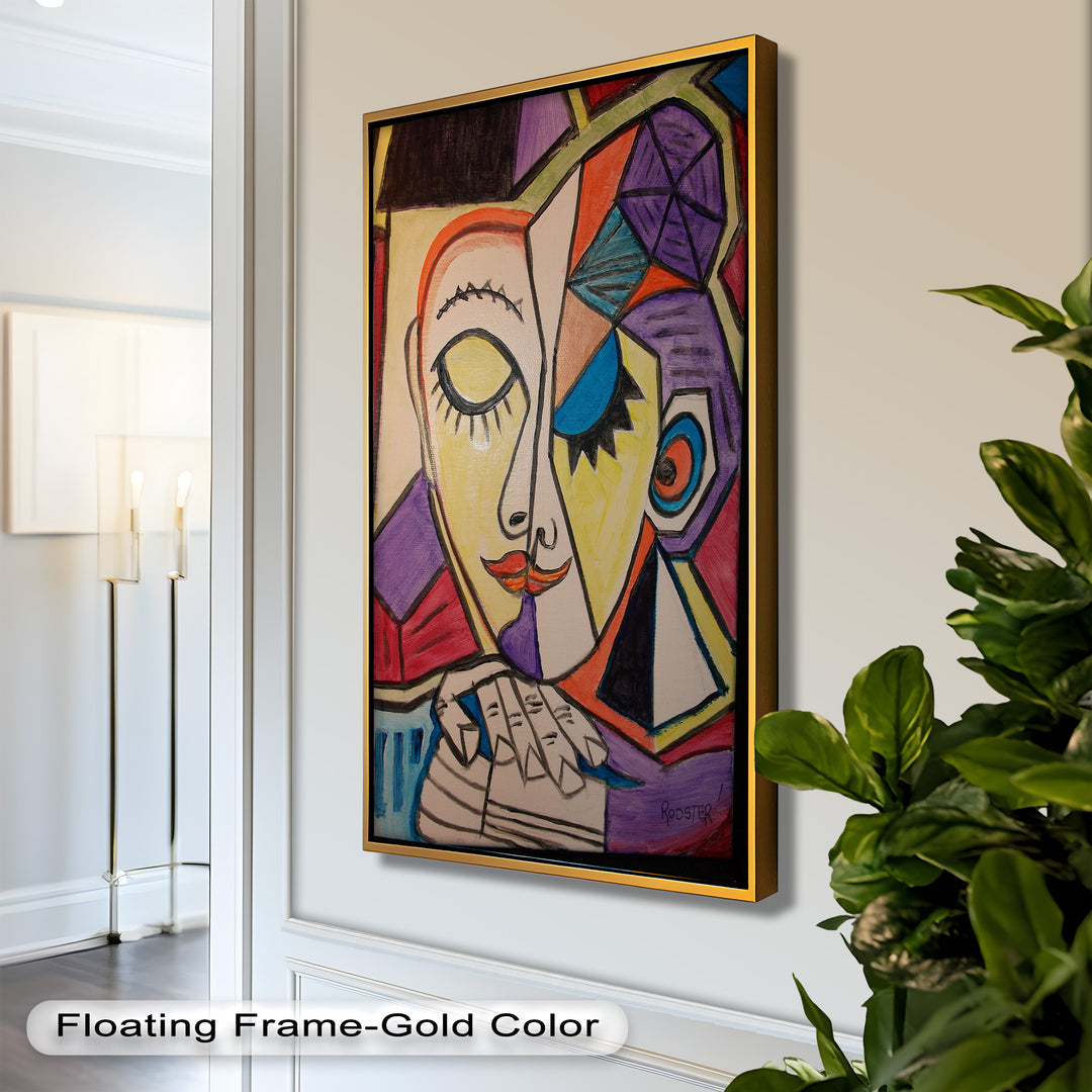 Unified Gaze – Dual Expression Abstract Picasso Oil Painting