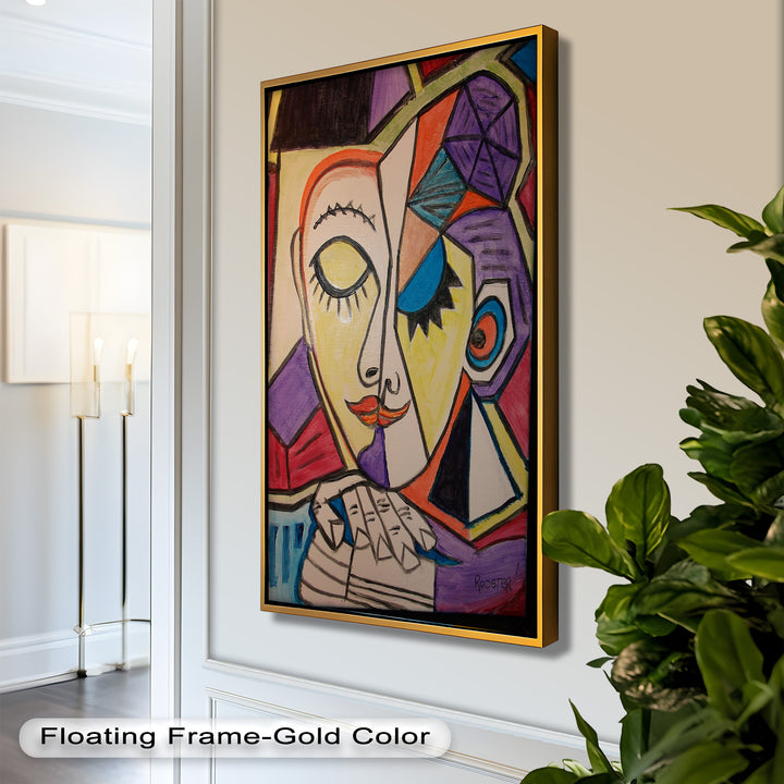 Unified Gaze – Dual Expression Abstract Picasso Oil Painting