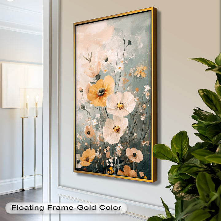 Golden Meadow Bloom - Boho Oil Painting