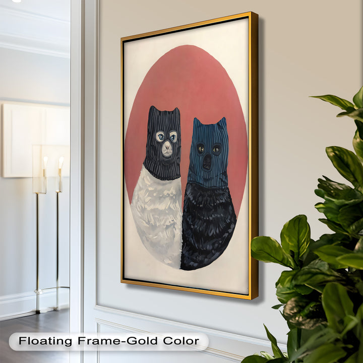 Masked Companions – Contemporary Cat Oil Painting