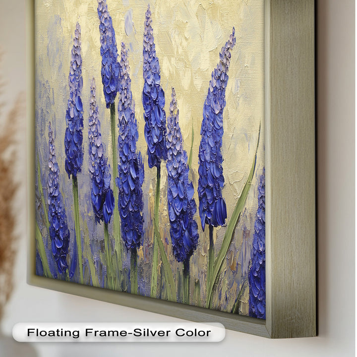 Lavender Spires in Bloom – Purple Blossom Flower Oil Painting