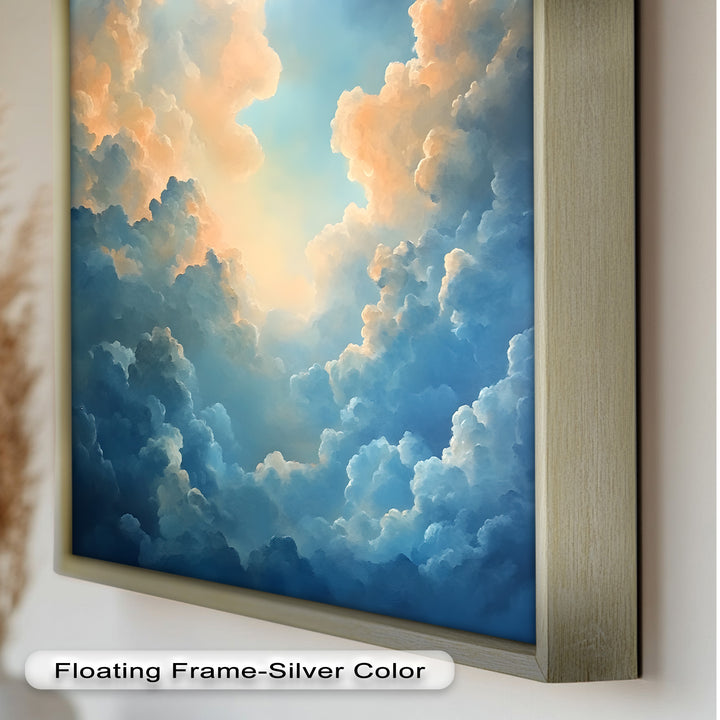 Majestätische Wolkenlandschaft mit ätherischem Glanz – Ölgemälde „Ruhiger Himmel“