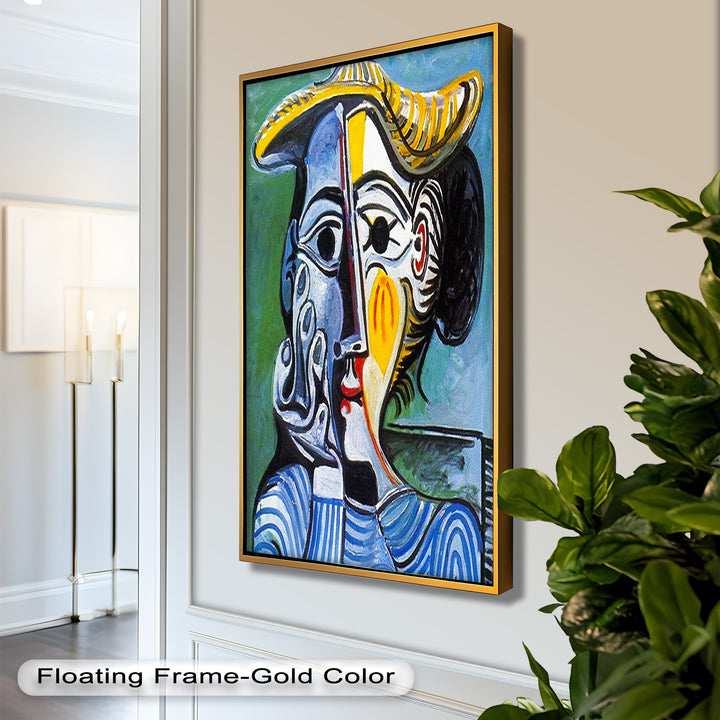 Striped Elegance – Picasso Cubist Portrait Oil Painting