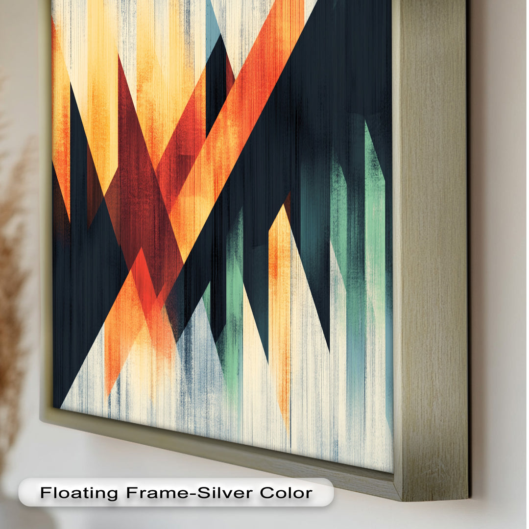 Modern Angular Lines – Bold Geometric Oil Painting
