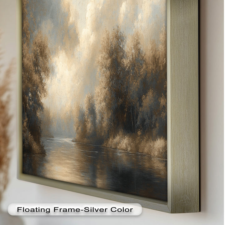 Serene River Landscape Wall Art – Modern Oil Painting