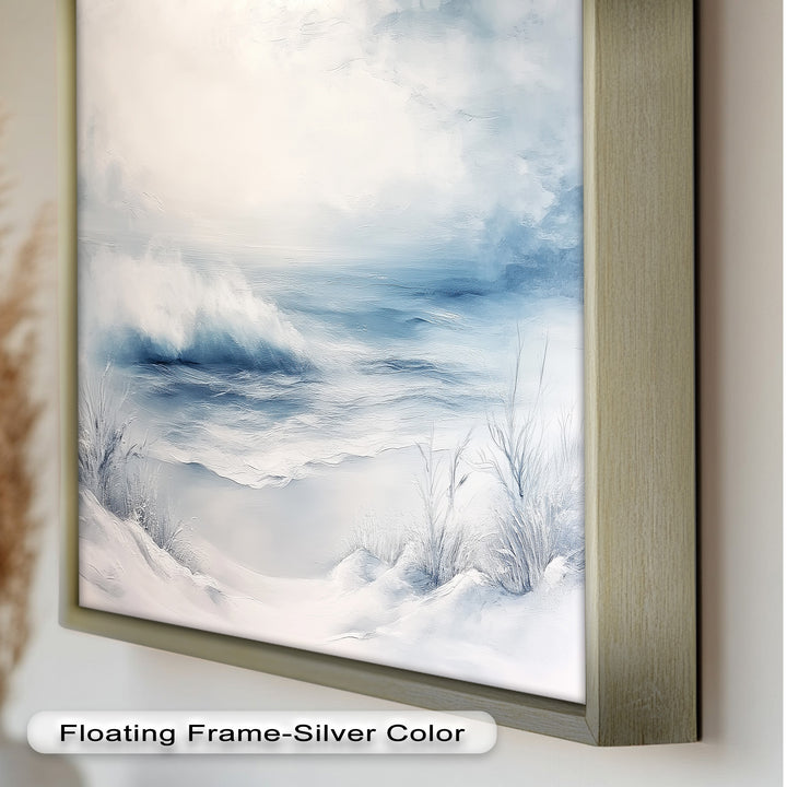 Coastal Wall Art - Snowy Beach Seascape Oil Painting