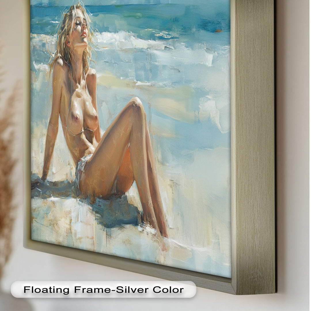 Sun-Kissed Serenity – Beachside Nude Figurative Oil Painting