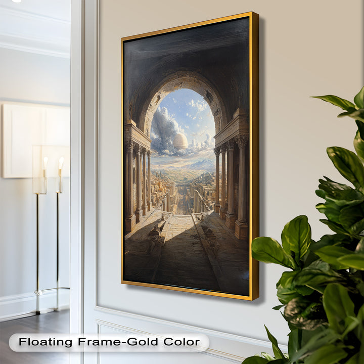 Celestial Archway over an Ancient Metropolis – Renaissance Oil Painting