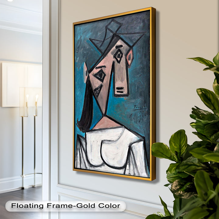 Angular Expression – Cubist Woman in White Dress Picasso Oil Painting