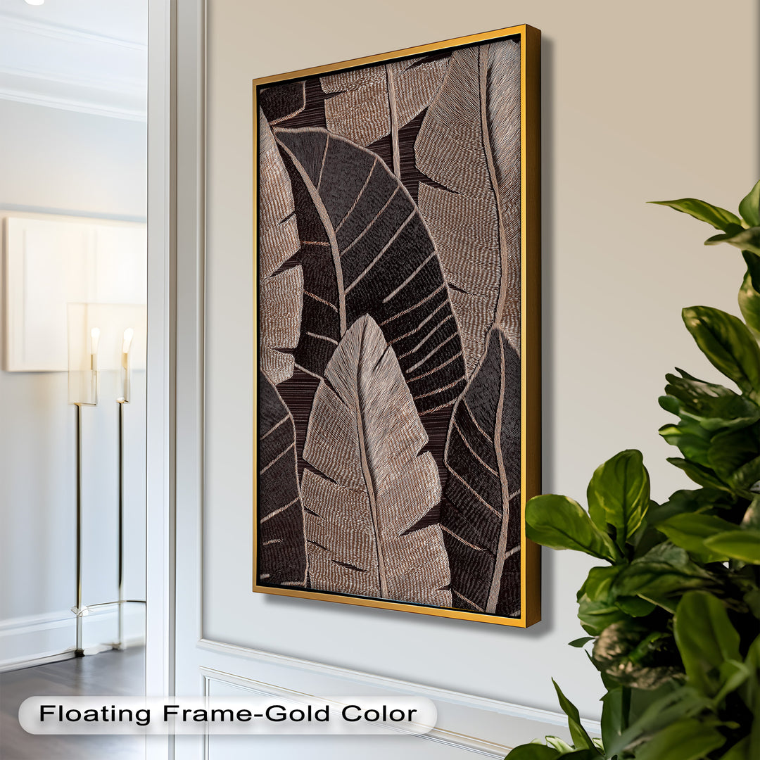 Tactile Tropics – Brown Leaf Composition Flower Oil Painting