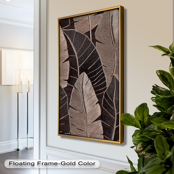 Tactile Tropics – Brown Leaf Composition Flower Oil Painting