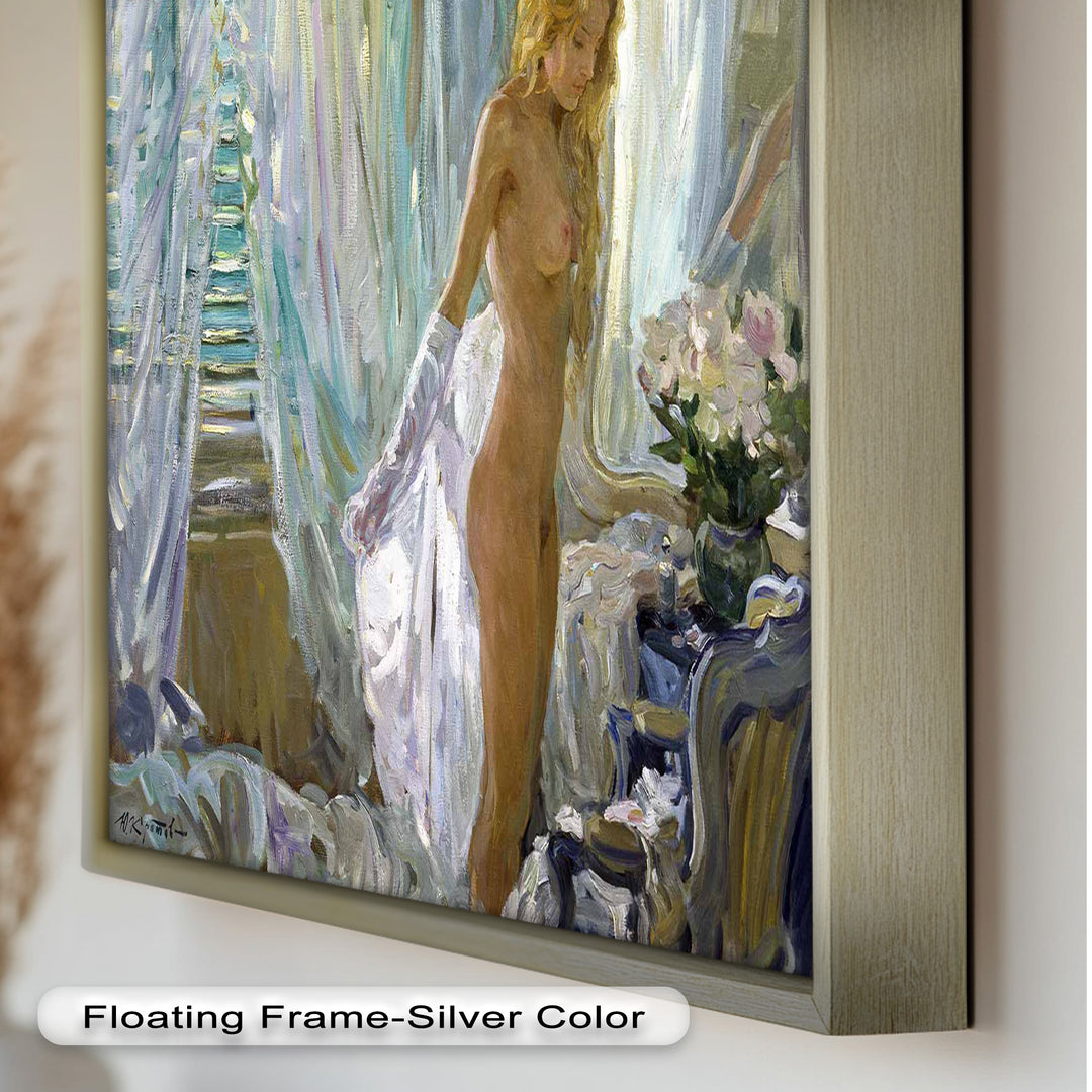Whispers of Morning Light – Romantic Nude Interior Oil Painting