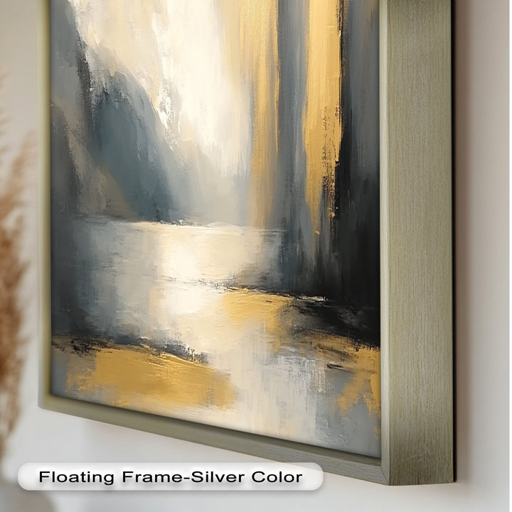 Serene Waterfall Abstract – Neutral Modern Oil Painting