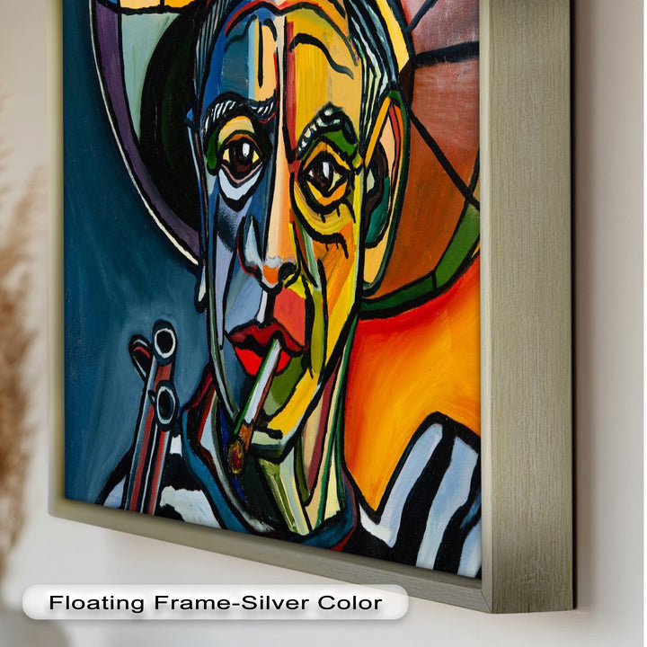 Rebel's Gaze – Bold Cubist Portrait Picasso Oil Painting