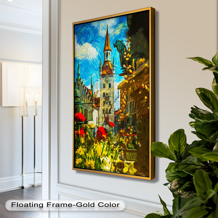 Sunlit Cathedral Square – Vibrant European Cityscape Picasso Oil Painting
