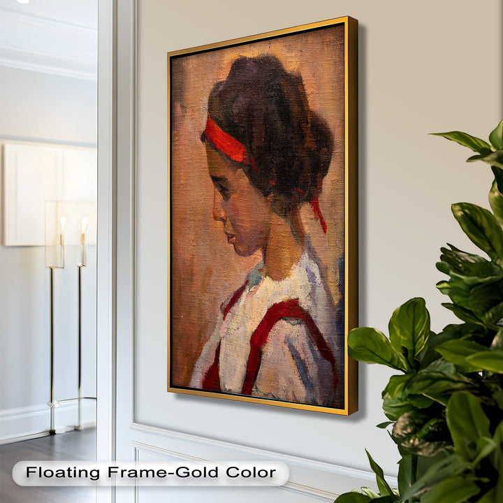 Side Portrait of a Young Woman in Red Ribbon - Picasso Oil Painting