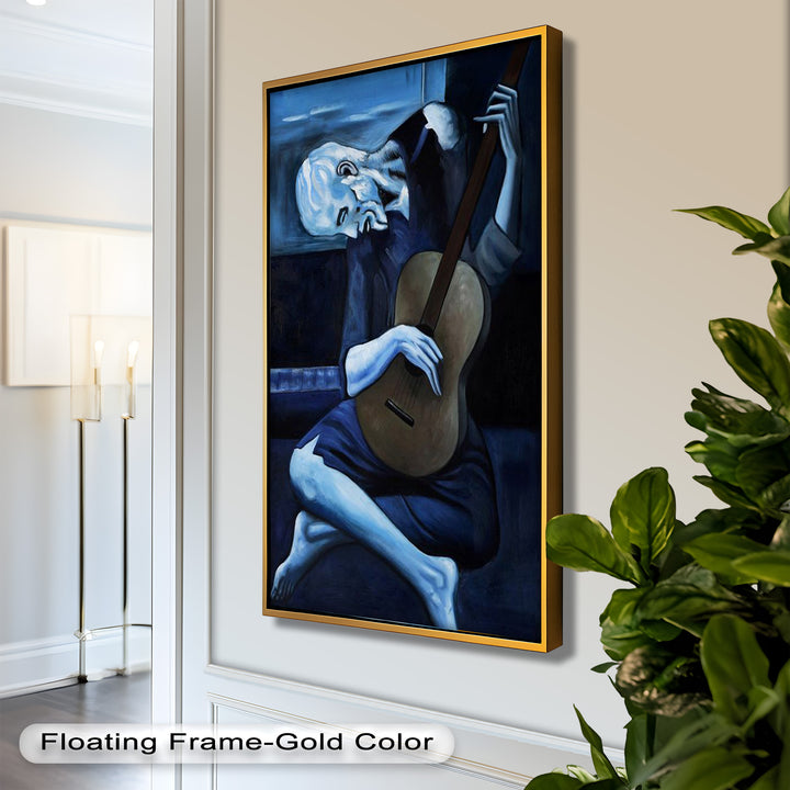 Melancholy Strings – Blue Period-Inspired Guitarist Oil Painting