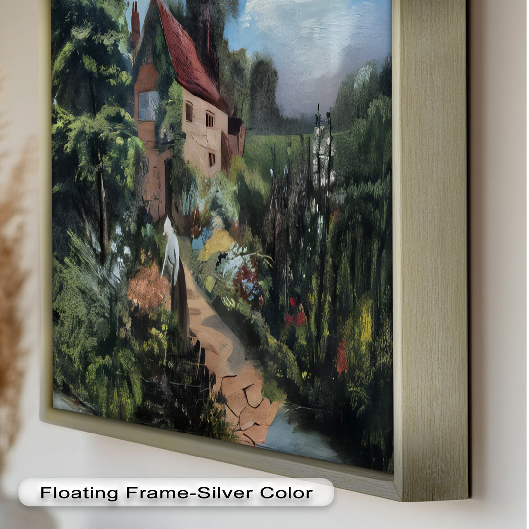 Cottage Gartenweg – Vintage Ölgemälde
