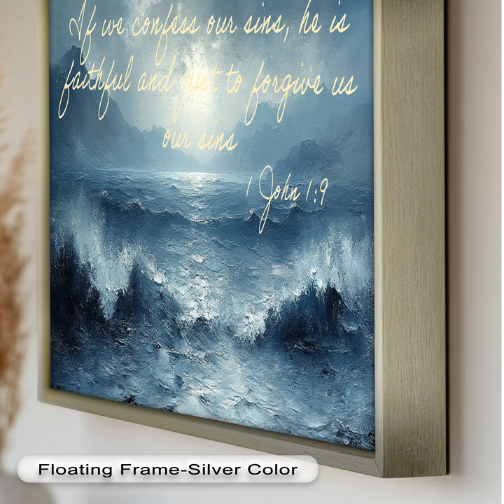 1 John 1:9 – Forgiveness and Grace Bible Verse Oil Painting