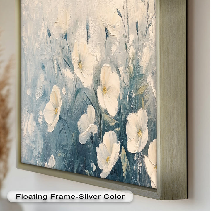 White Wildflower Art – Elegant Floral Oil Painting