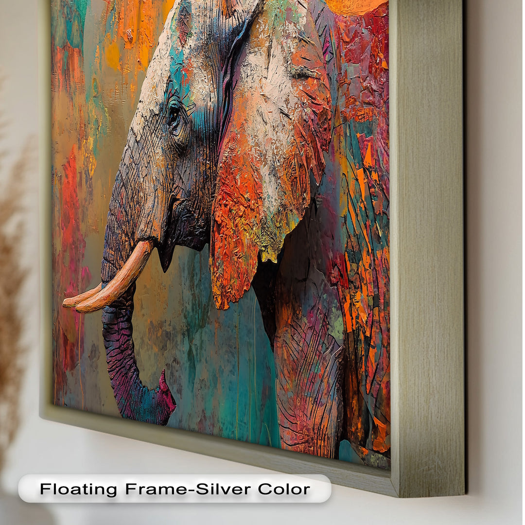 Colorful Elephant – Framed Oil Painting