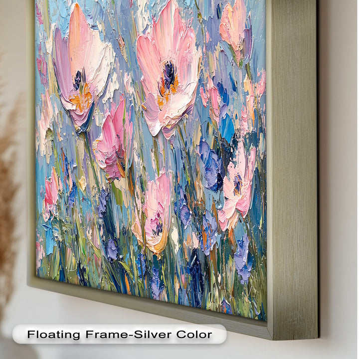 Pink and Violet Wildflower Bloom - Flower Oil Painting