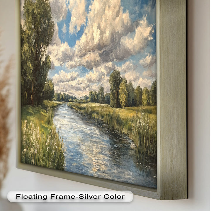 Ruhige Flusslandschaft – Moderne Natur-Ölgemälde