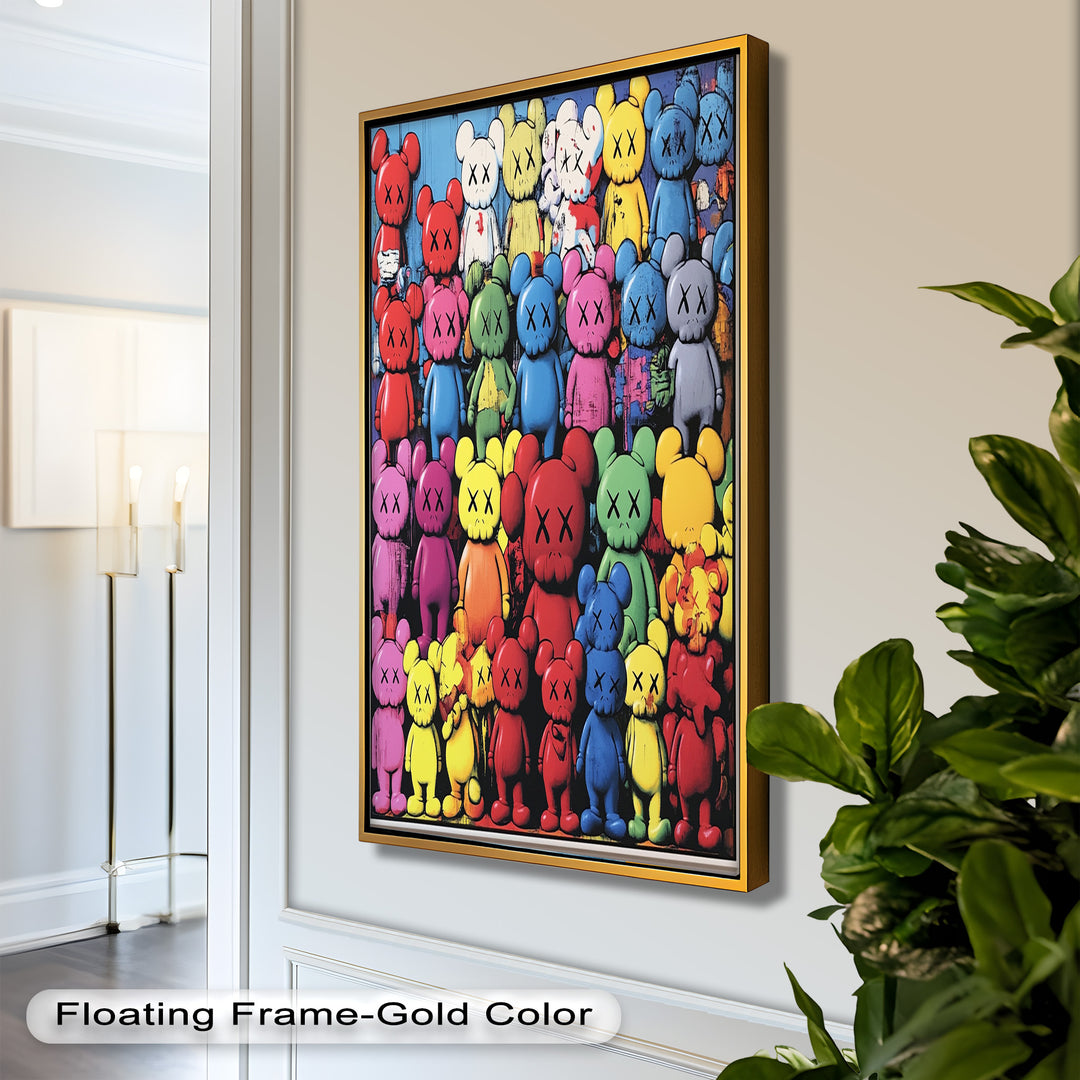 KAWS Rainbow Parade – Mehrfarbiges Pop-Art-Ölgemälde