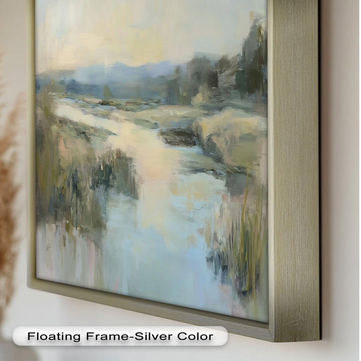 Pastel River Landscape - Framed Oil Painting