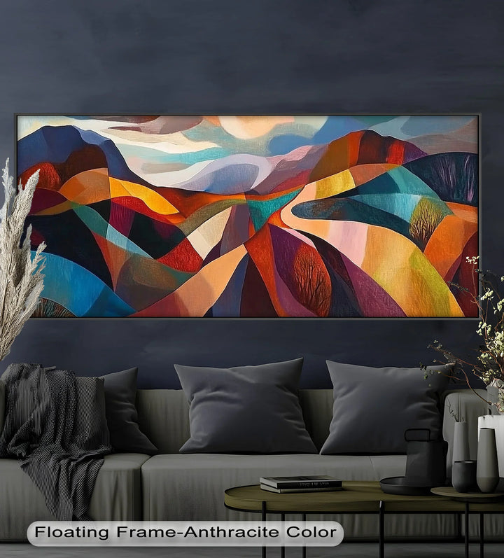 Valley of Vibrance – Geometric Landscape Abstract Oil Painting - MyPhotoStation