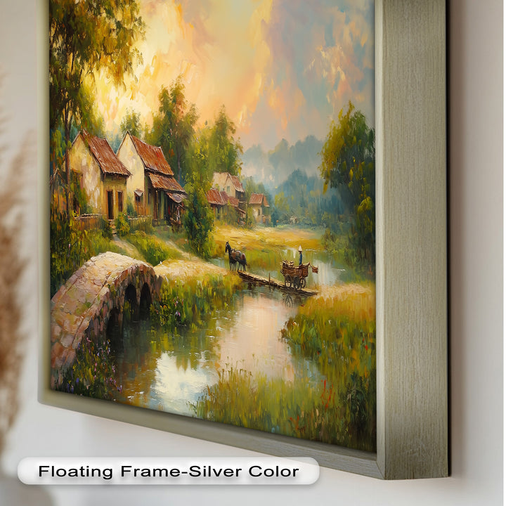 Landscape in Autumn – Serene Countryside Oil Painting