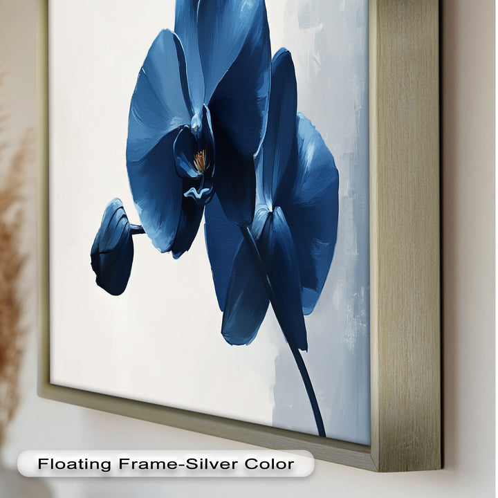 Blue Orchid Wall Art – Modern Floral Oil Painting