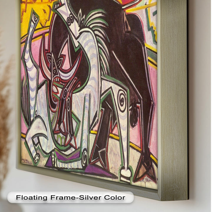 Abstract Bullfight Scene Wall Decor – Cubist Oil Painting