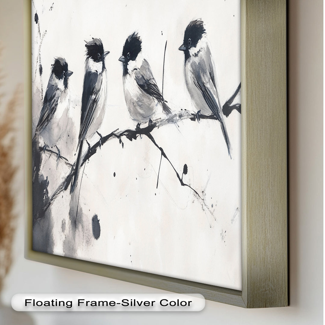 Monochromes Quartett – Vogel-Ölgemälde