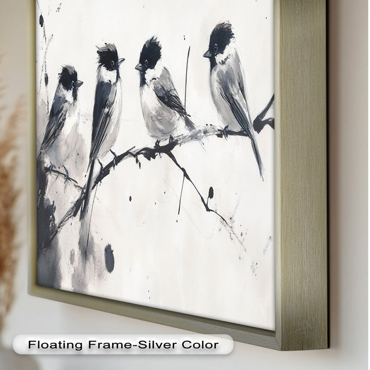 Monochromes Quartett – Vogel-Ölgemälde