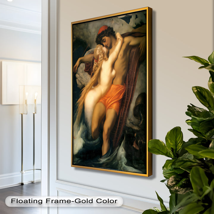 The Embrace of the Sea – Romantic Mythological Nude Oil Painting