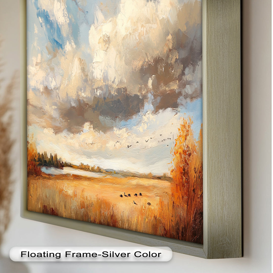 Autumn Meadow Wall Art – Impressionist Landscape Oil Painting