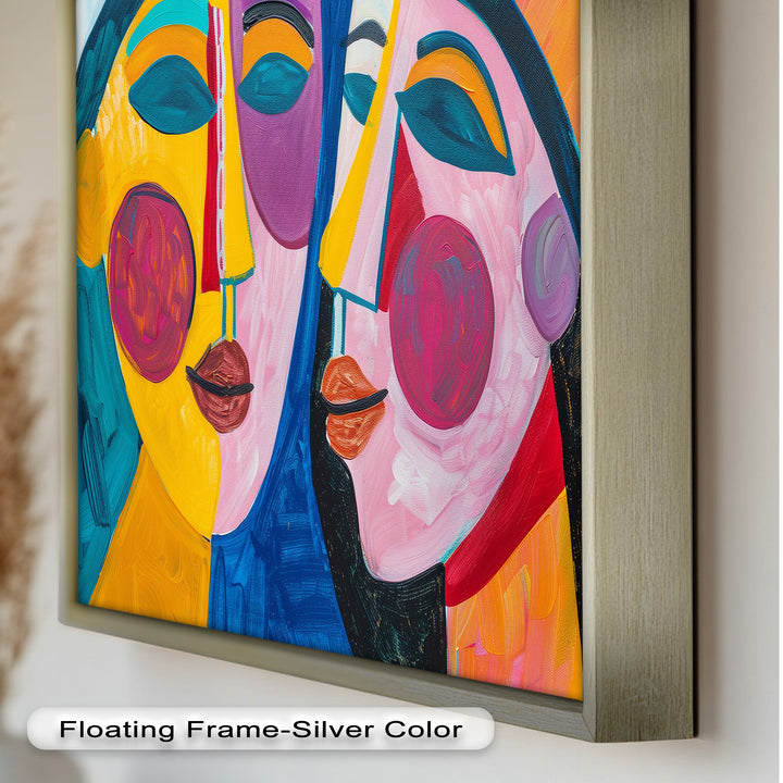 Unified Gaze – Vibrant Dual Portrait Picasso Oil Painting