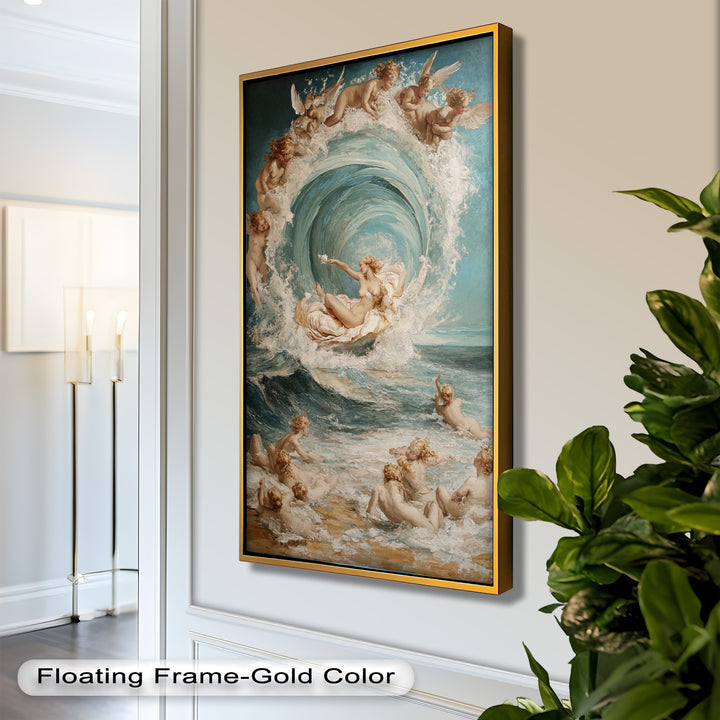 Birth of the Wave – Mythological Goddess and Cherubs Oil Painting